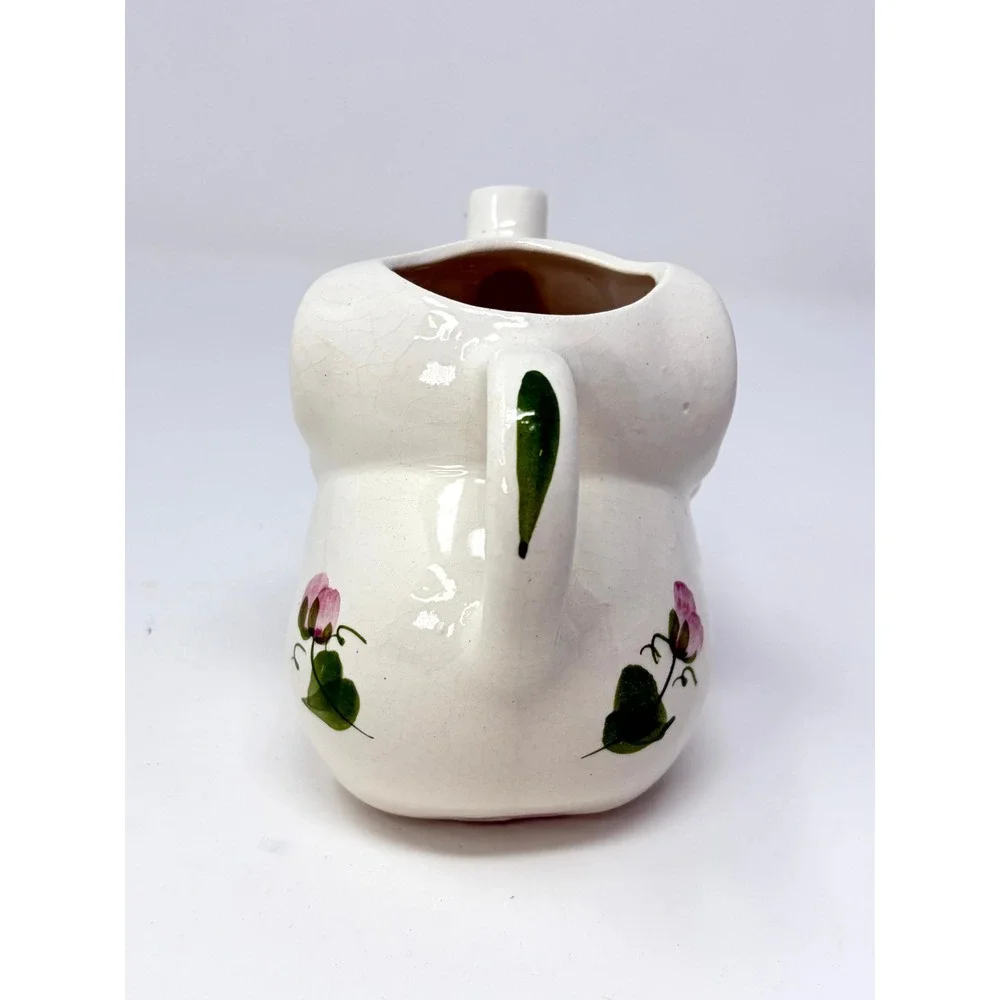 Cash Family Hand Painted Elephant Creamer Erwin Tennessee Pottery Pink Floral